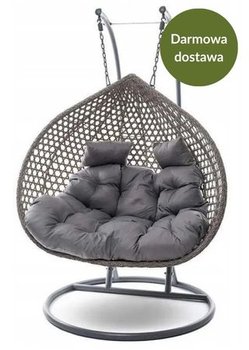 DWUOSOBOWY FOTEL WISZĄCY BUJANY JASNO BRĄZOWY OGRODOWY KOKON ROBIN Z TECHNORATTANU + PODUSZKI GRATIS | DOSTAWA GRATIS